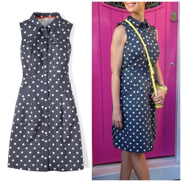 Boden Dresses & Skirts - NWT Boden Polka Dot Sleeveless Shirt Dress